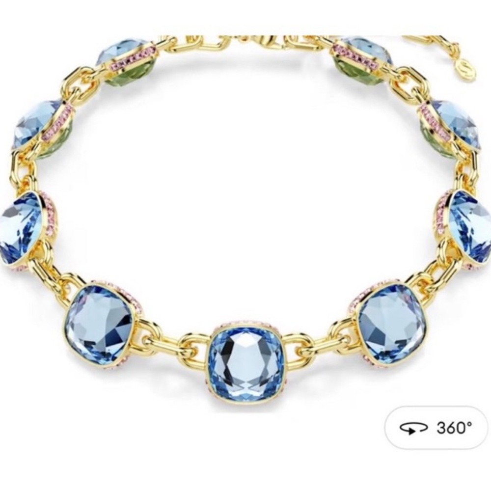 Swarovski Chroma Tennis Necklace - Blue and Gold - Picture 7 of 7